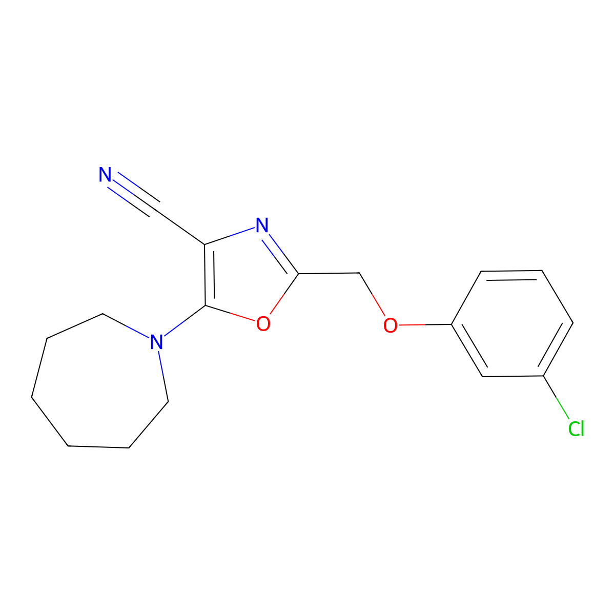 5-(Azepan-1-yl)-2-[(3-chlorophenoxy)methyl]-1,3-oxazole-4-carbonitrile molecular structure, CAS 646994-03-8