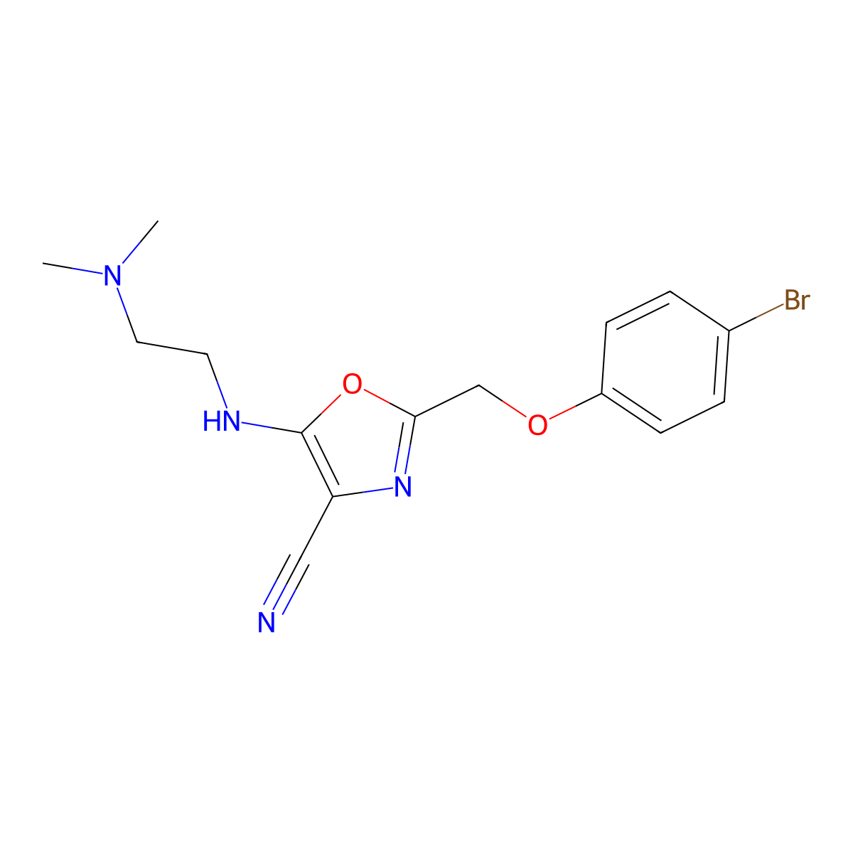 2-[(4-Bromophenoxy)methyl]-5-{[2-(dimethylamino)ethyl]amino}-1,3-oxazole-4-carbonitrile molecular structure, CAS 646994-63-0