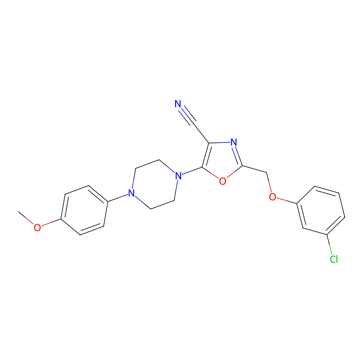 2-[(3-Chlorophenoxy)methyl]-5-[4-(4-methoxyphenyl)piperazin-1-yl]-1,3-oxazole-4-carbonitrile molecular structure, CAS 646994-83-4