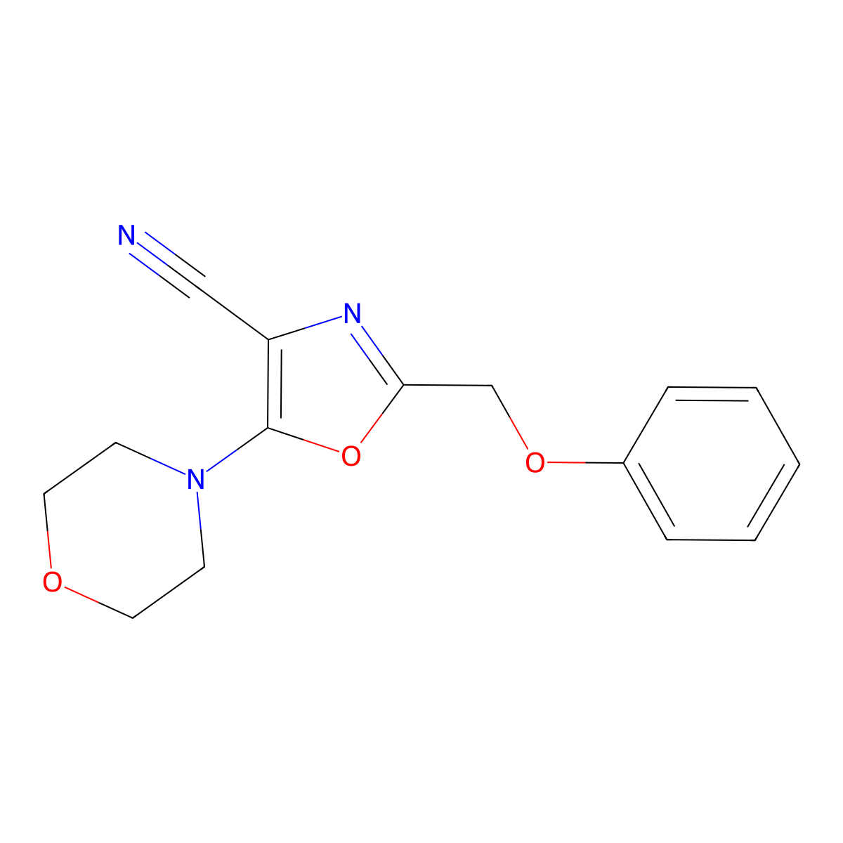 5-Morpholin-4-yl-2-(phenoxymethyl)-1,3-oxazole-4-carbonitrile molecular structure, CAS 646995-14-4