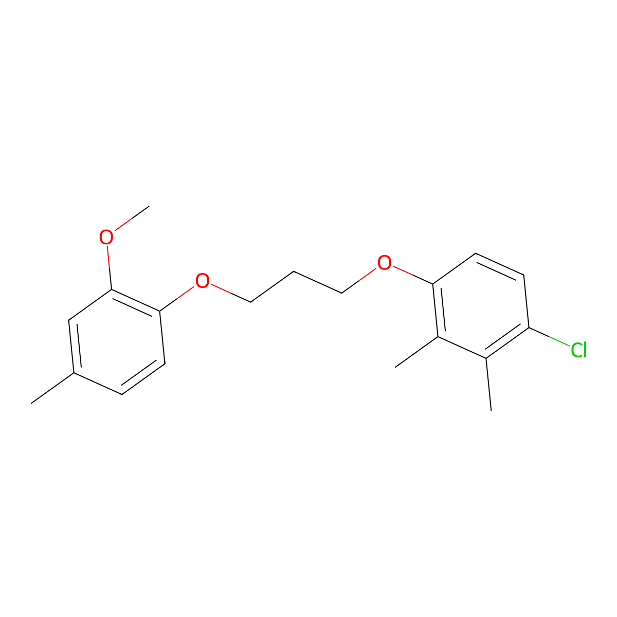 1-Chloro-4-[3-(2-methoxy-4-methylphenoxy)propoxy]-2,3-dimethylbenzene molecular structure, CAS 6470-33-3