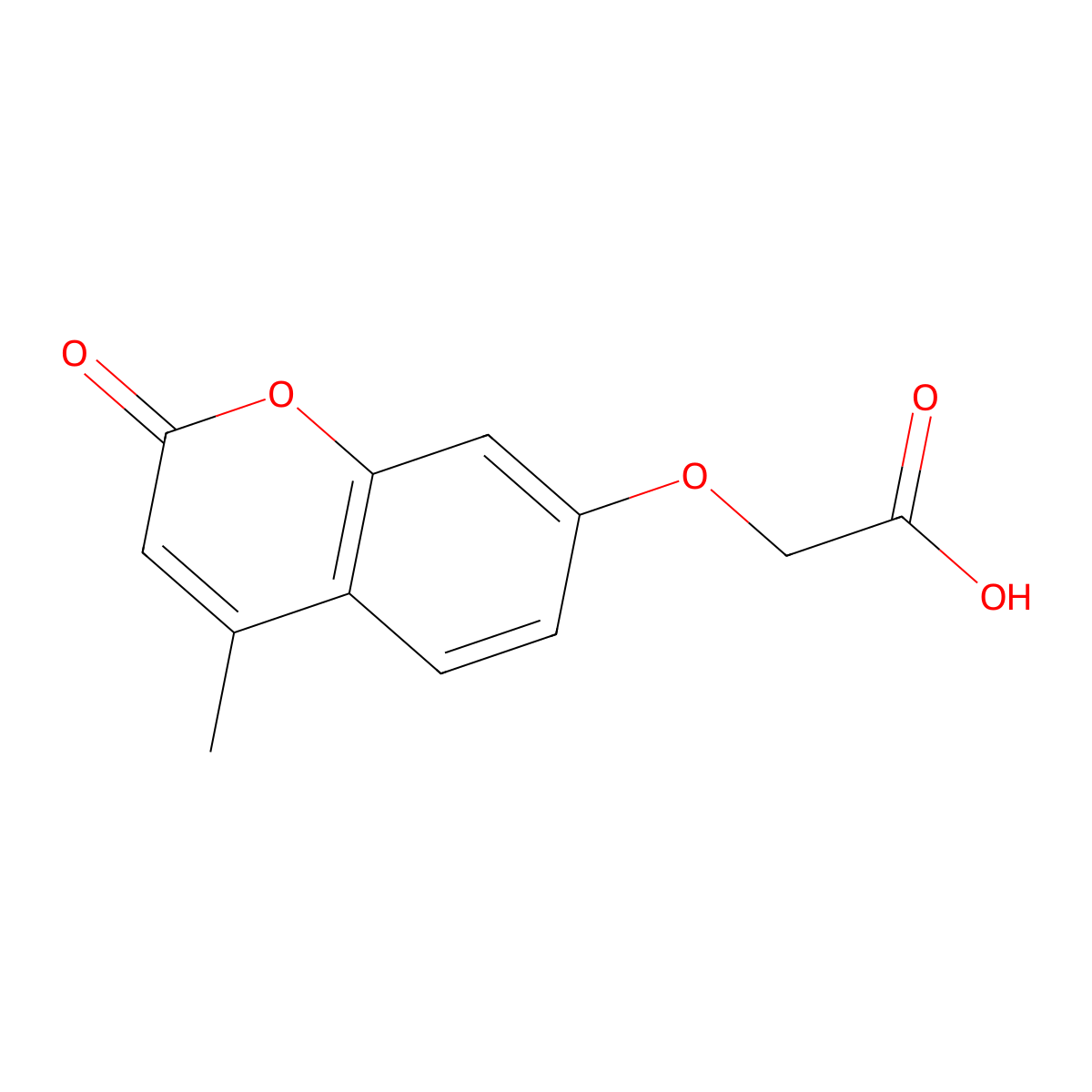 Acetic acid, 2-((4-methyl-2-oxo-2H-1-benzopyran-7-yl)oxy)- molecular structure, CAS 64700-15-8