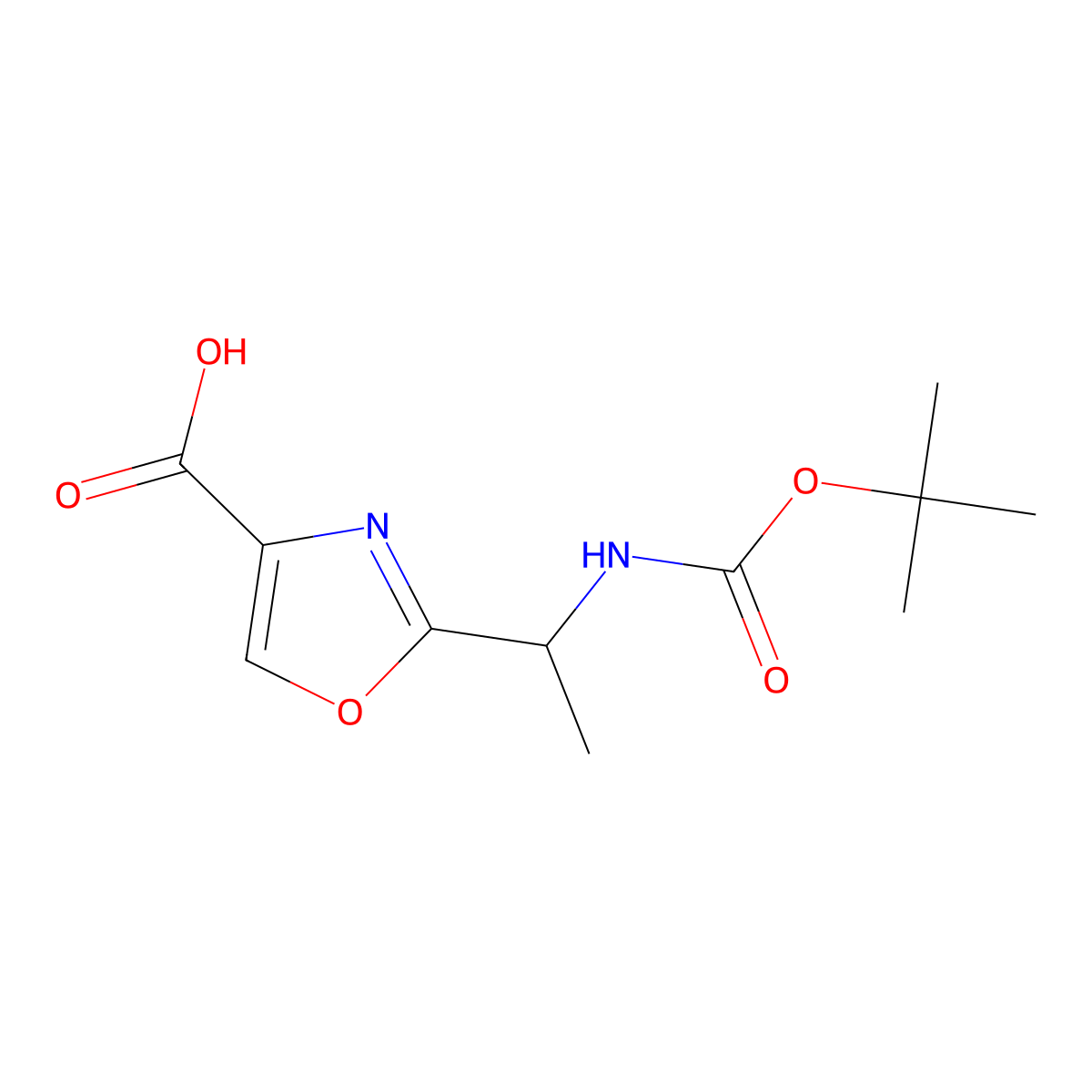 2-{(1S)-1-[(tert-Butoxycarbonyl)amino]ethyl}-1,3-oxazole-4-carboxylic acid molecular structure, CAS 647011-10-7