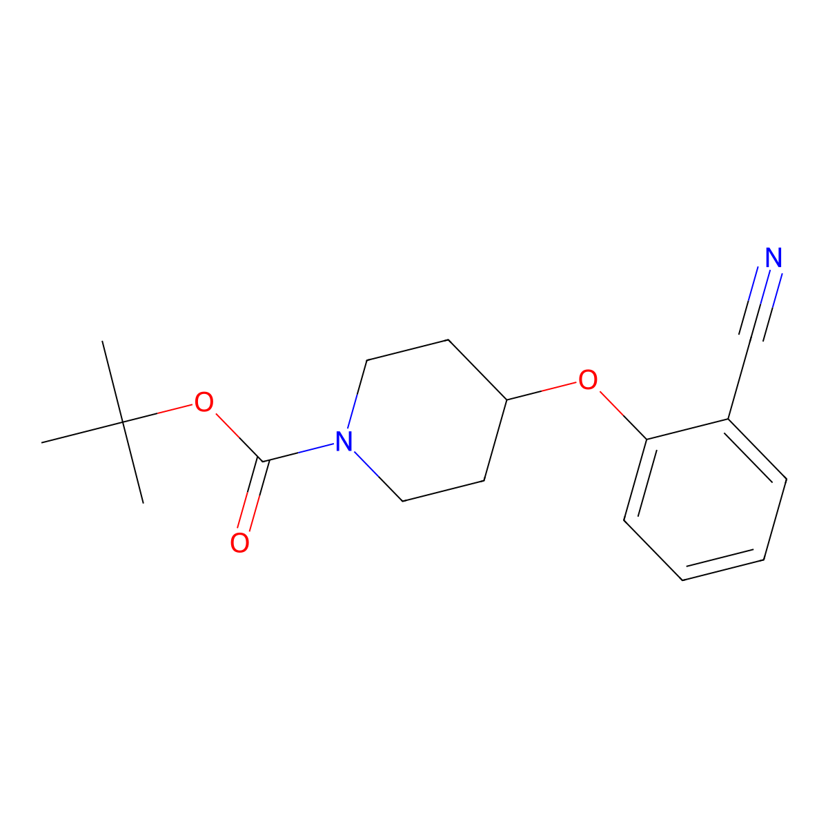 Tert-butyl 4-(2-cyanophenyloxy)-1-piperidinecarboxylate molecular structure, CAS 647014-70-8