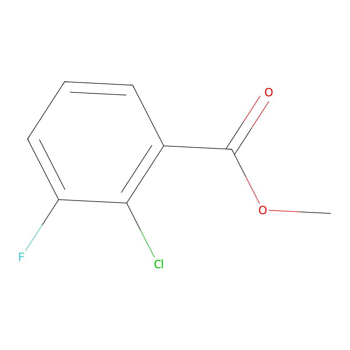 Methyl 2-chloro-3-fluorobenzoate molecular structure, CAS 647020-70-0