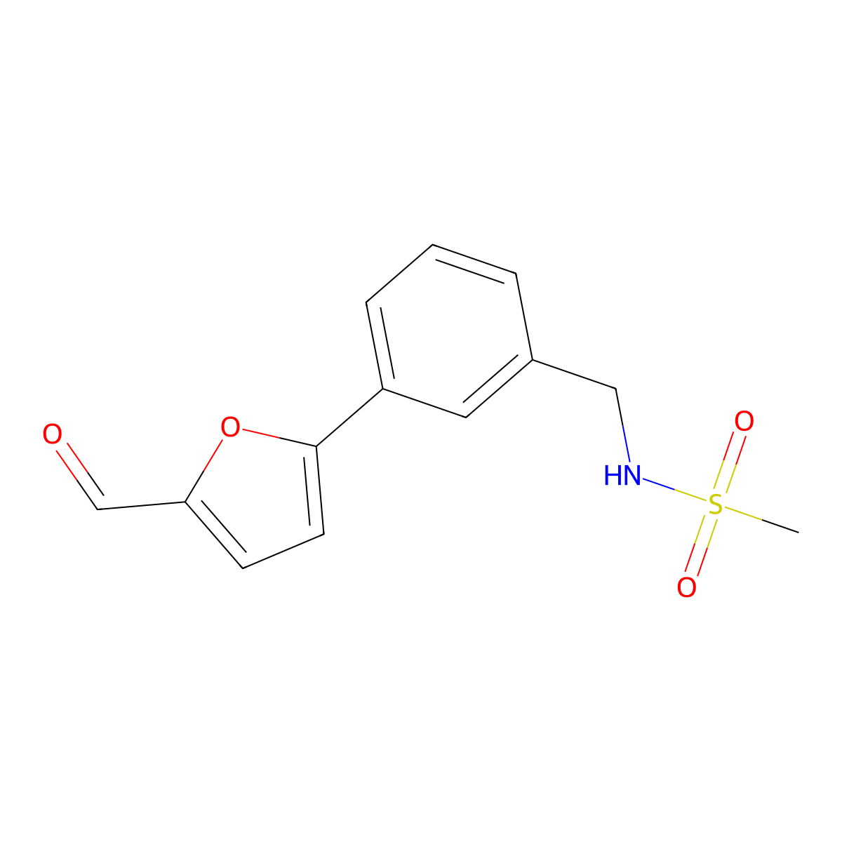 N-{[3-(5-Formylfuran-2-yl)phenyl]methyl}methanesulfonamide molecular structure, CAS 647023-82-3