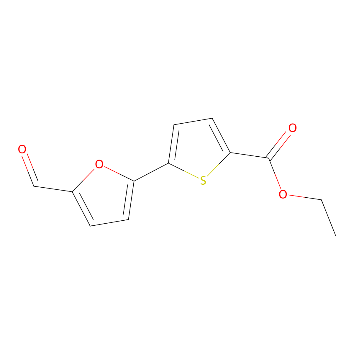 Ethyl 5-(5-formylfuran-2-yl)thiophene-2-carboxylate molecular structure, CAS 647023-91-4
