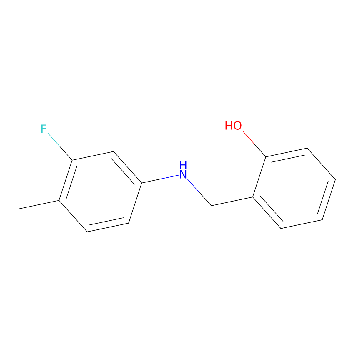2-{[(3-Fluoro-4-methylphenyl)amino]methyl}phenol molecular structure, CAS 647031-43-4