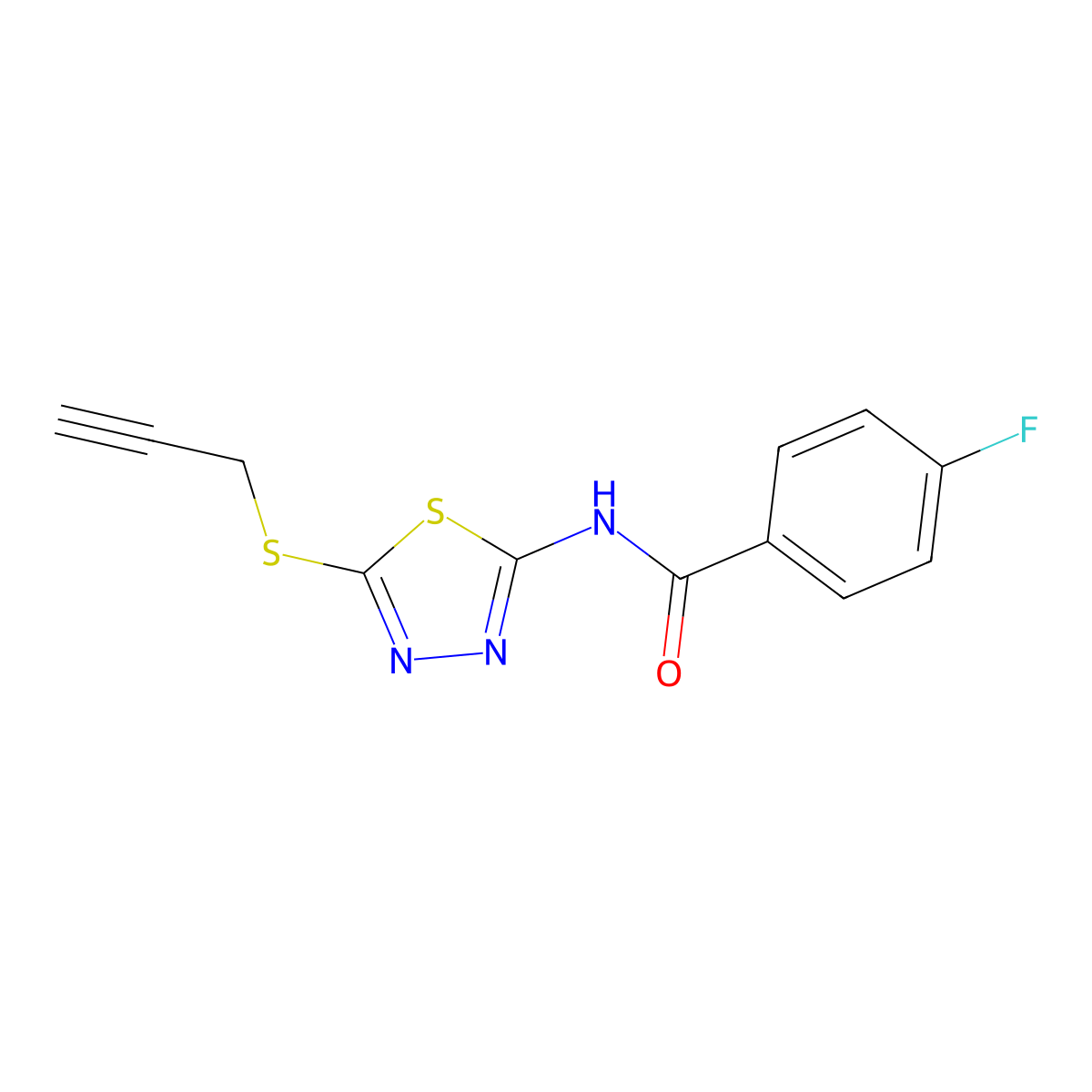 4-fluoro-N-[5-(2-propynylsulfanyl)-1,3,4-thiadiazol-2-yl]benzenecarboxamide molecular structure, CAS 647031-48-9