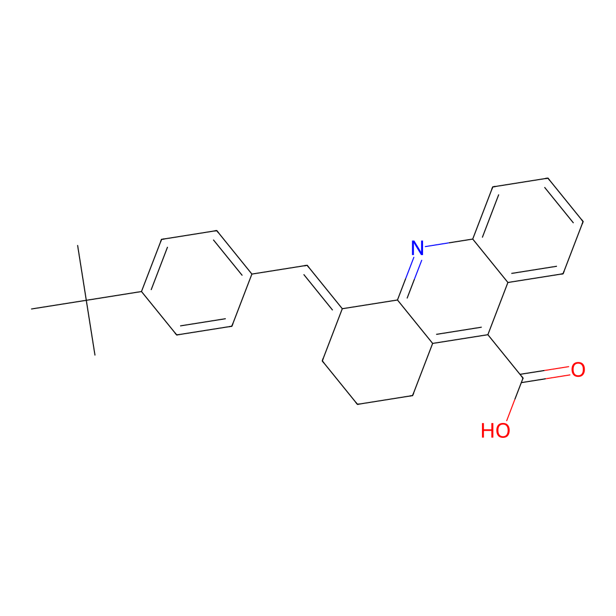 4-[(4-tert-butylphenyl)methylidene]-2,3-dihydro-1H-acridine-9-carboxylic Acid molecular structure, CAS 647036-23-5
