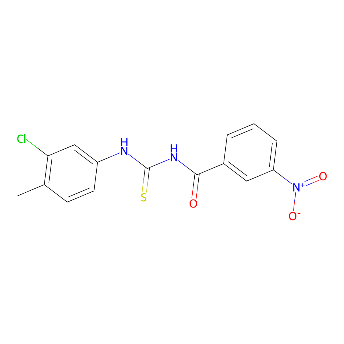 N-[(3-chloro-4-methylphenyl)carbamothioyl]-3-nitrobenzamide molecular structure, CAS 6471-43-8
