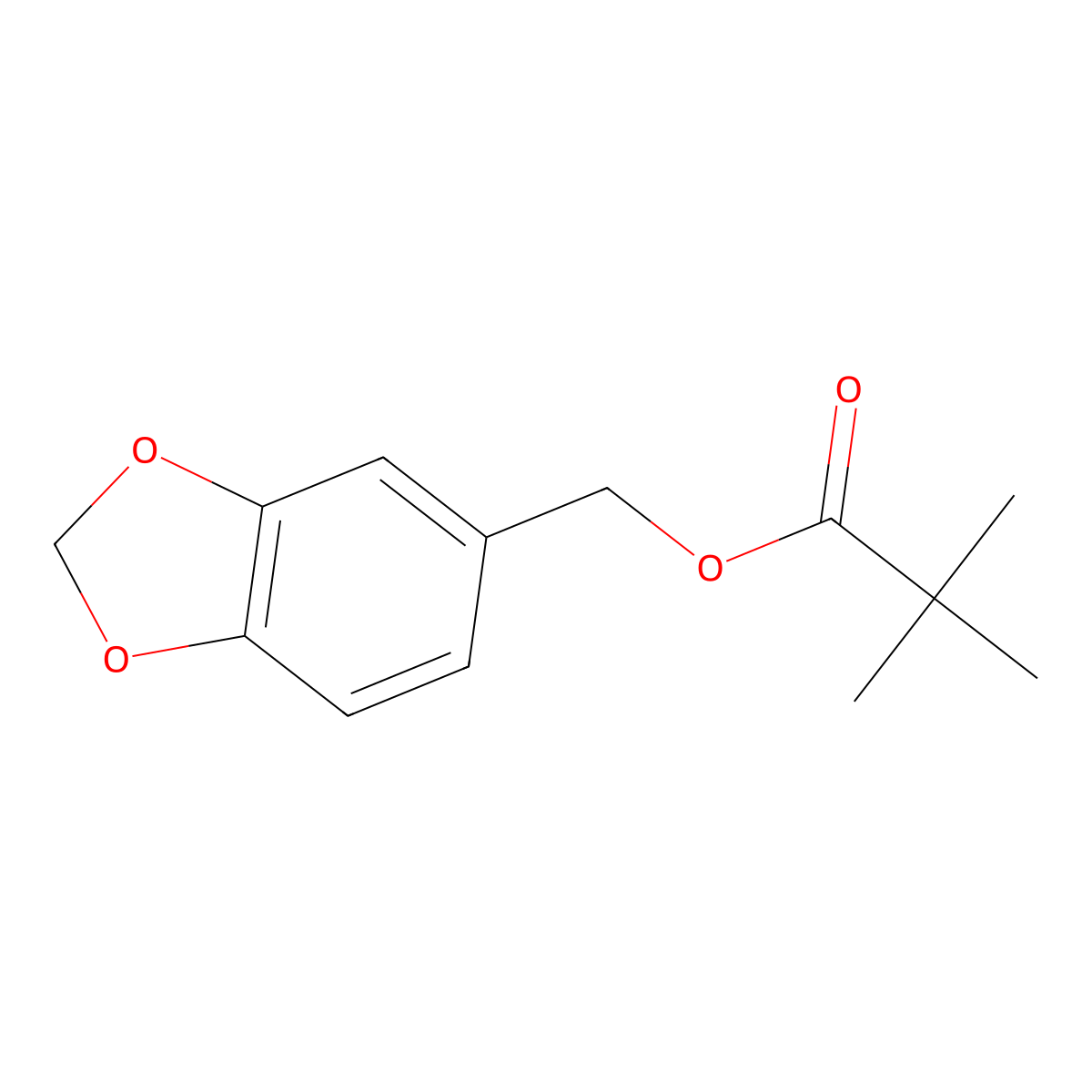 Propanoic acid, 2,2-dimethyl-, 1,3-benzodioxol-5-ylmethyl ester molecular structure, CAS 6471-96-1