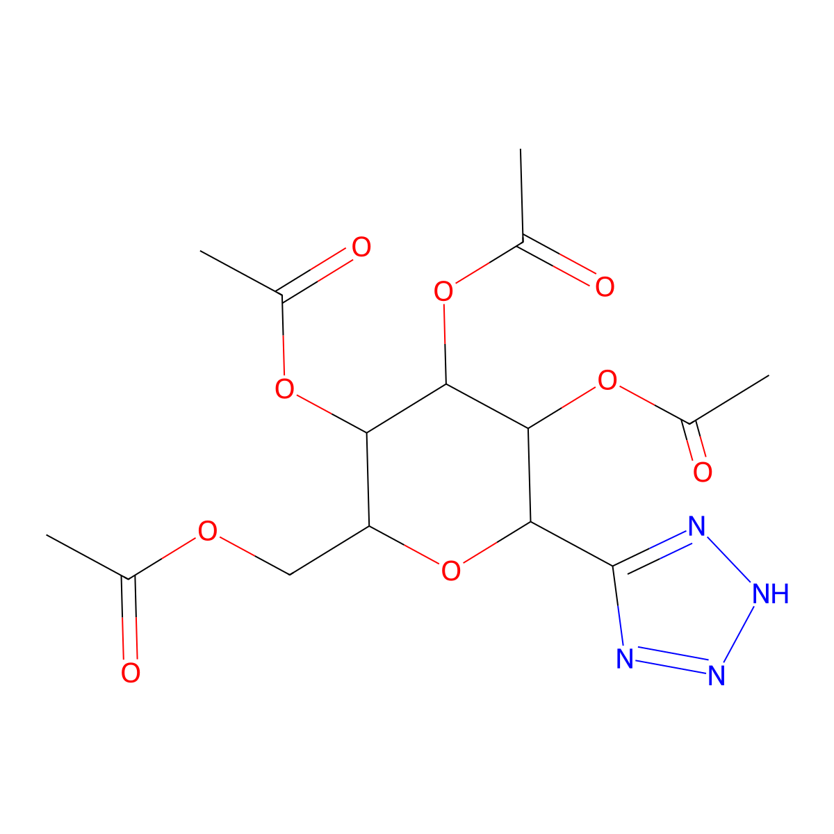 [(2R,3S,4R,5S,6S)-3,4,5-triacetyloxy-6-(2H-tetrazol-5-yl)oxan-2-yl]methyl acetate molecular structure, CAS 64714-42-7