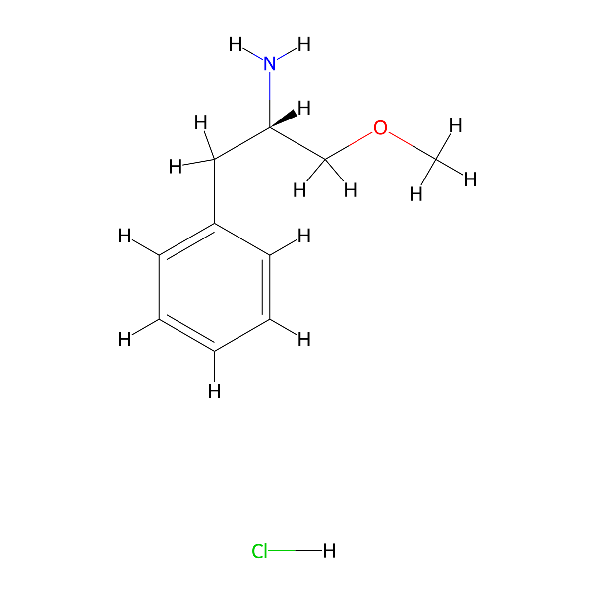 (S)-1-Methoxy-3-phenylpropan-2-amine hydrochloride molecular structure, CAS 64715-81-7