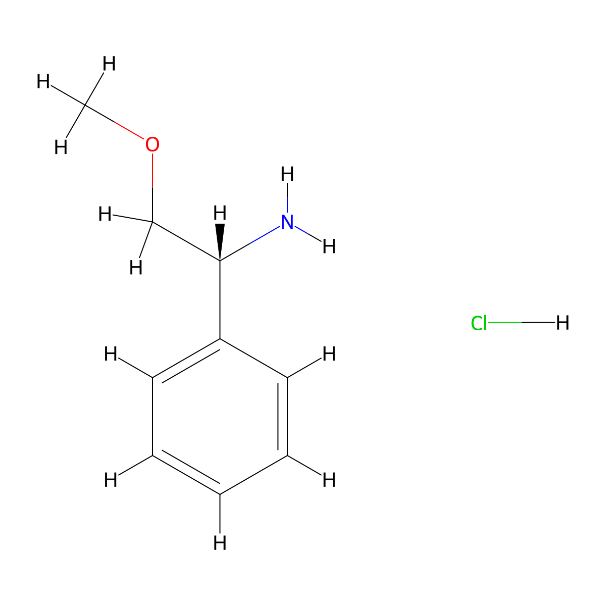 (R)-2-Methoxy-1-phenylethanamine hydrochloride molecular structure, CAS 64715-86-2