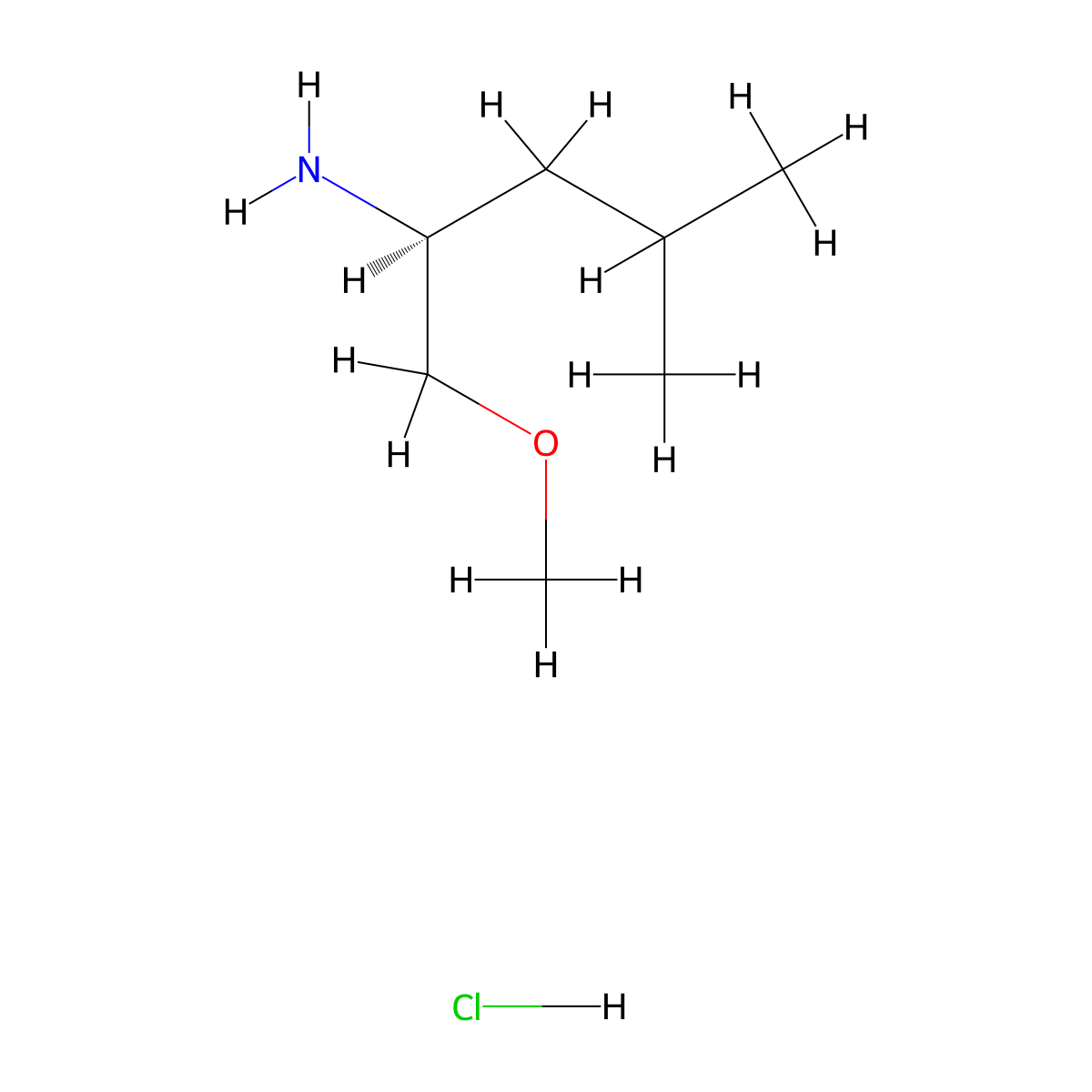 2-Pentanamine, 1-methoxy-4-methyl-, hydrochloride, (S)- molecular structure, CAS 64715-92-0