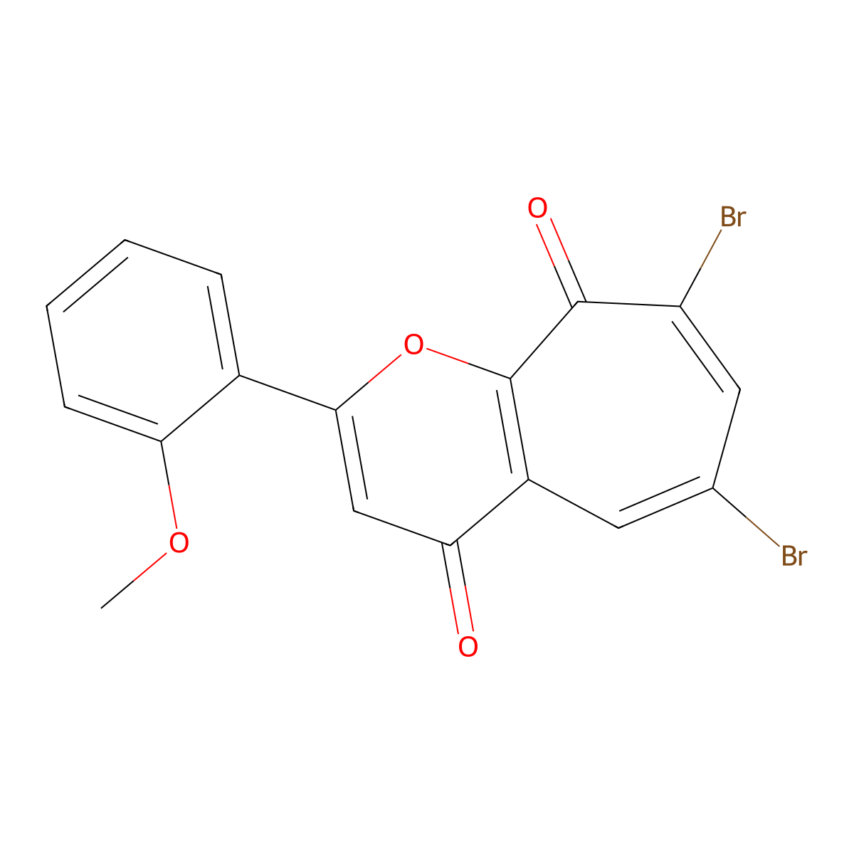 6,8-Dibromo-2-(2-methoxyphenyl)cyclohepta[b]pyran-4,9-dione molecular structure, CAS 6472-62-4