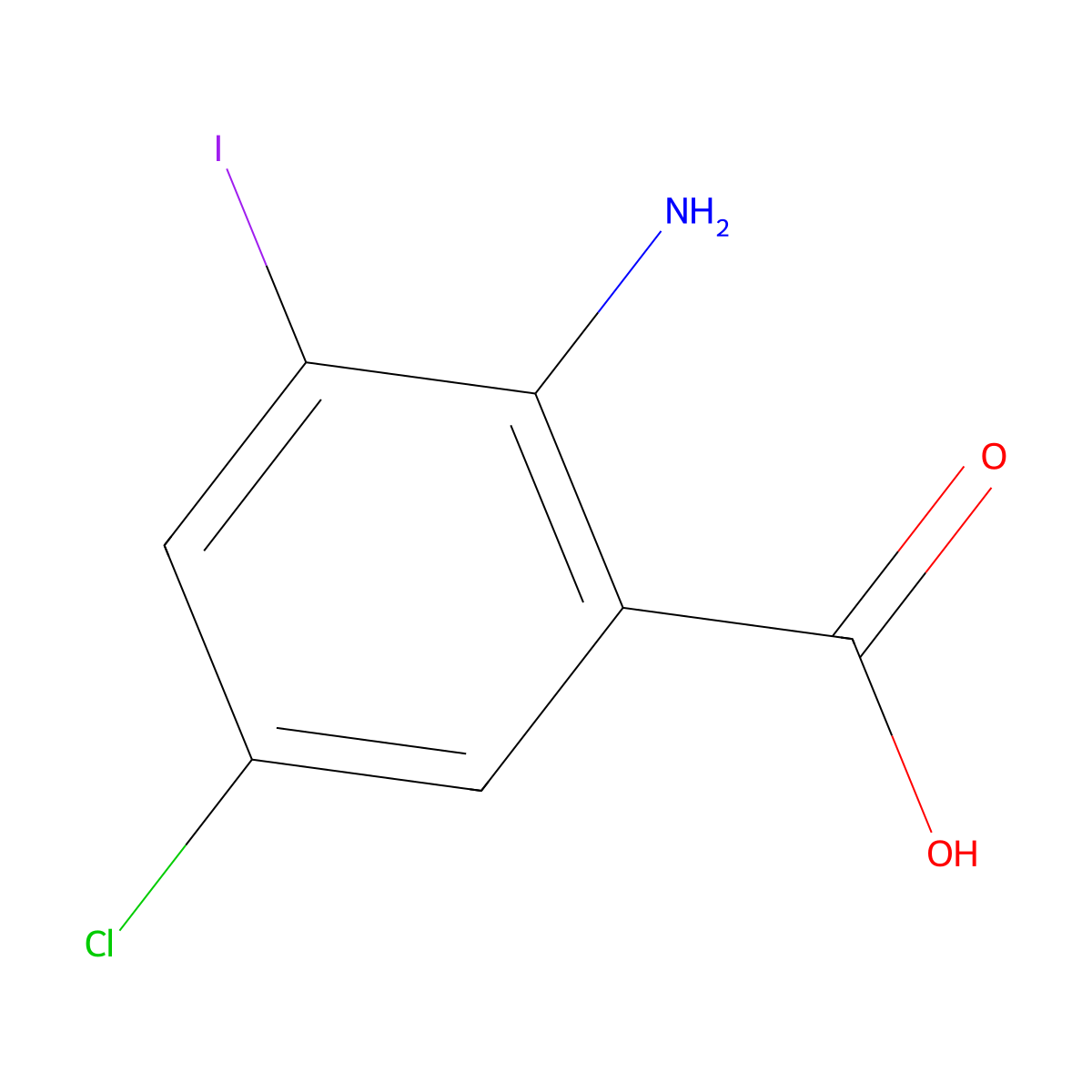 2-Amino-5-chloro-3-iodobenzoic acid molecular structure, CAS 64724-23-8