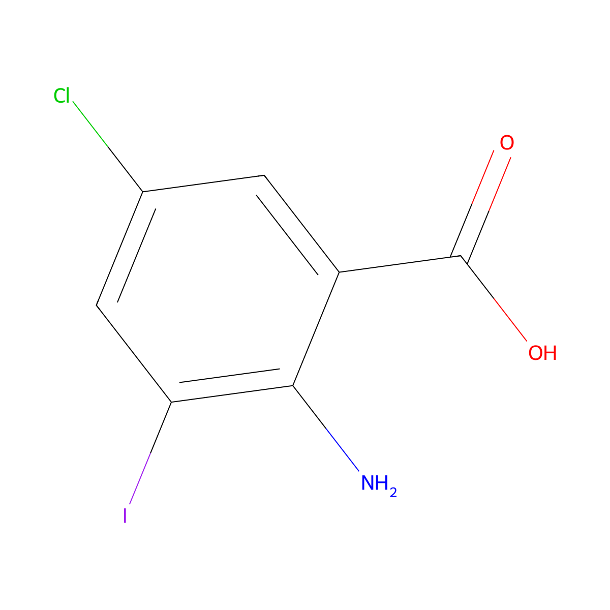 2-Amino-5-chloro-3-iodobenzoic acid molecular structure, CAS 64724-23-8