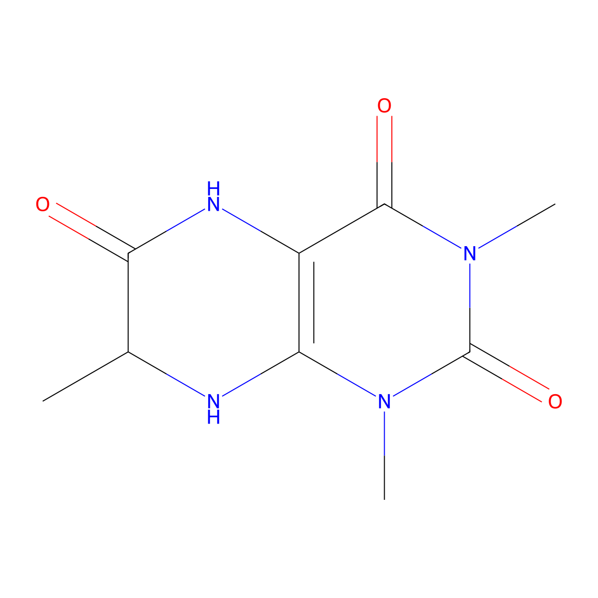 2,4,6(3H)-Pteridinetrione, 1,5,7,8-tetrahydro-1,3,7-trimethyl- molecular structure, CAS 64724-40-9