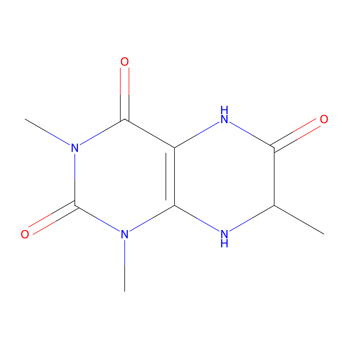 2,4,6(3H)-Pteridinetrione, 1,5,7,8-tetrahydro-1,3,7-trimethyl- molecular structure, CAS 64724-40-9