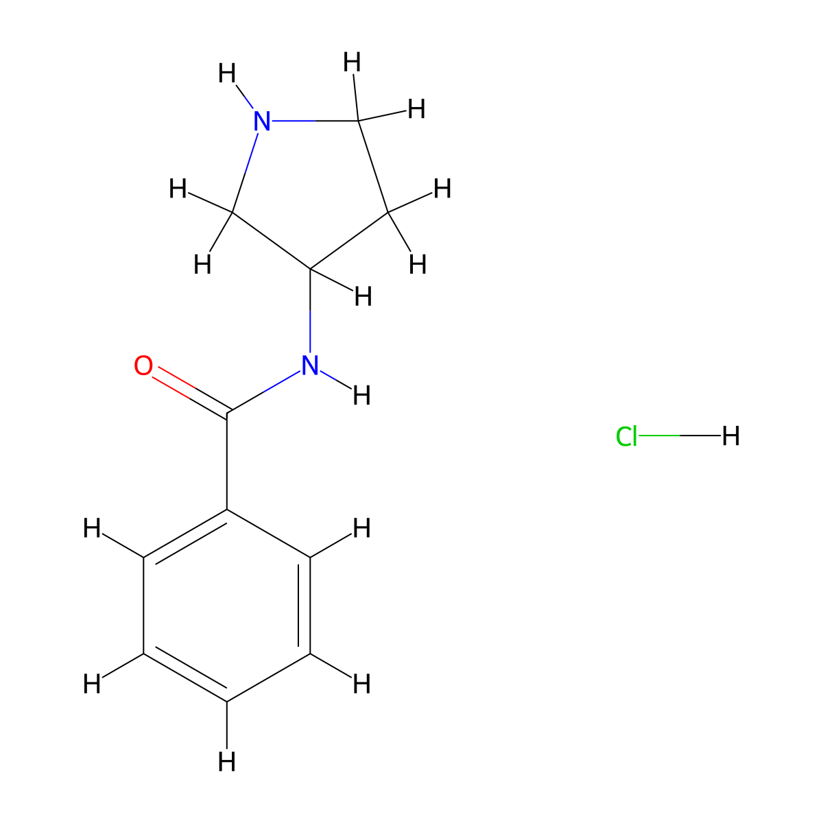N-(pyrrolidin-3-yl)benzamide hydrochloride molecular structure, CAS 64724-94-3
