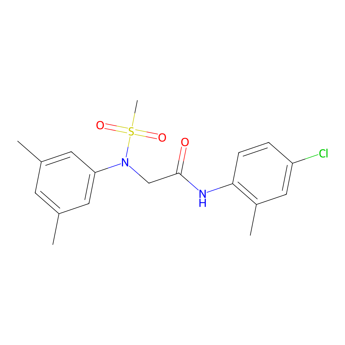 N-(4-chloro-2-methylphenyl)-2-(3,5-dimethyl-N-methylsulfonylanilino)acetamide molecular structure, CAS 6473-10-5