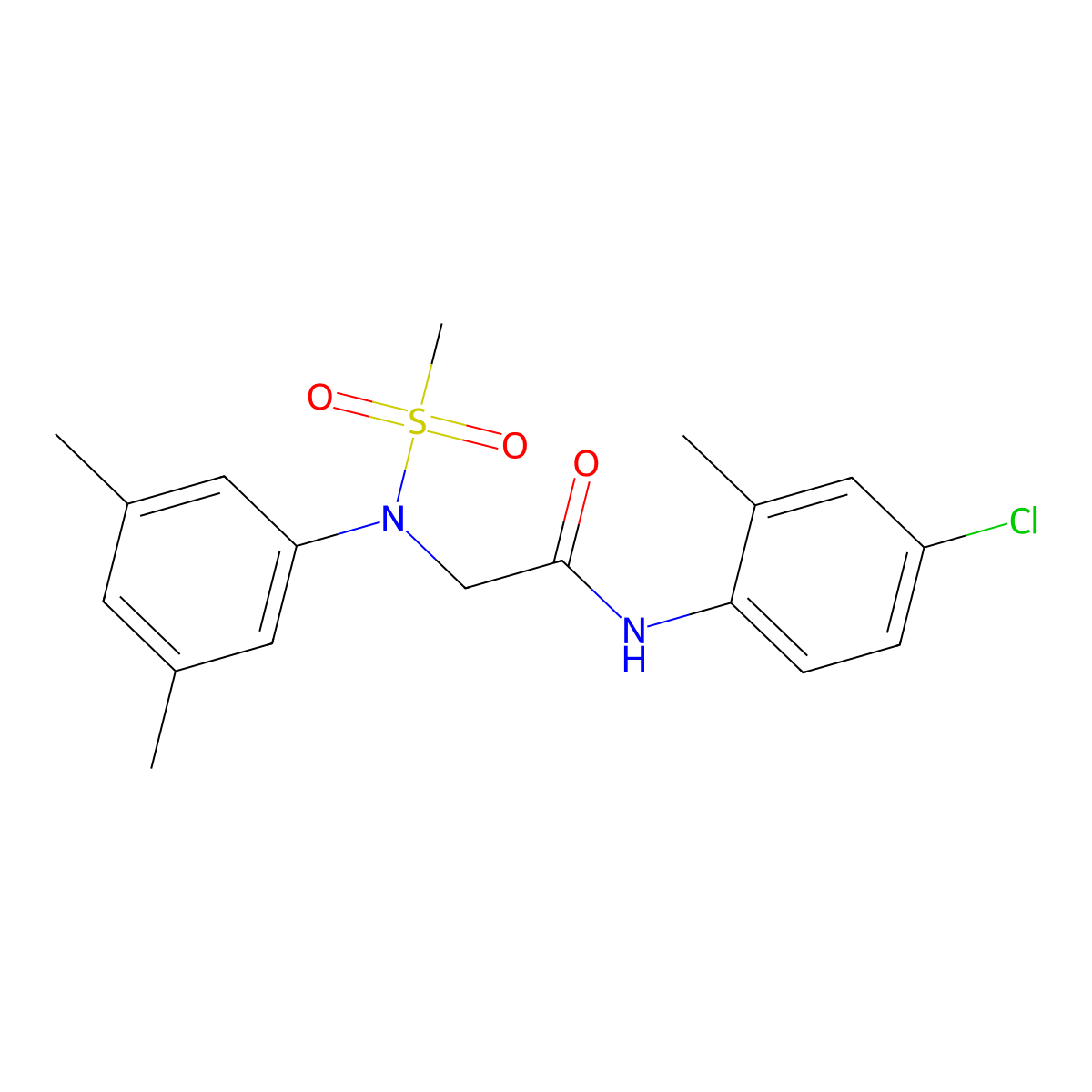 N-(4-chloro-2-methylphenyl)-2-(3,5-dimethyl-N-methylsulfonylanilino)acetamide molecular structure, CAS 6473-10-5