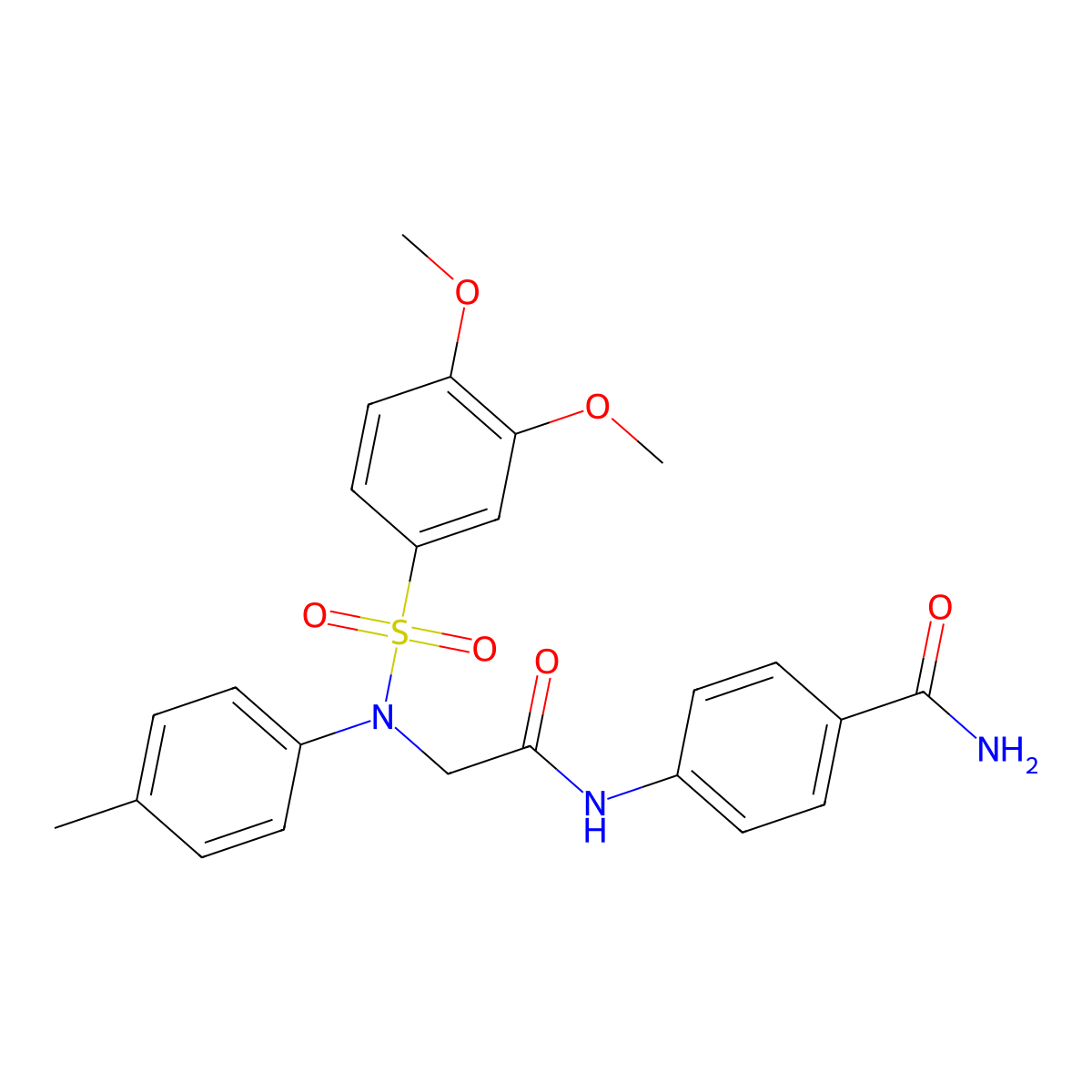 4-({N-[(3,4-dimethoxyphenyl)sulfonyl]-N-(4-methylphenyl)glycyl}amino)benzamide molecular structure, CAS 6473-73-0