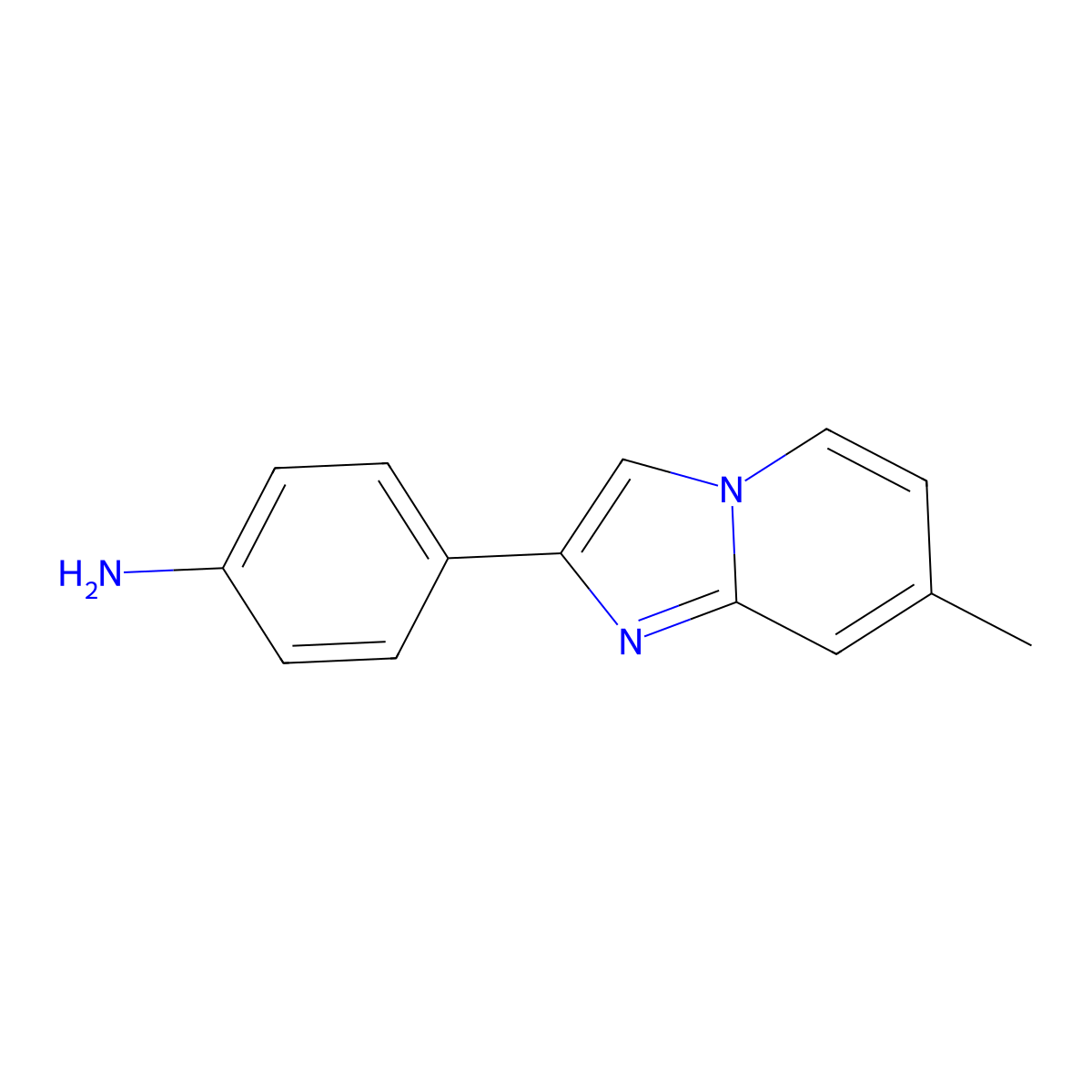 4-(7-Methylimidazo(1,2-a)pyridin-2-yl)aniline molecular structure, CAS 64730-34-3