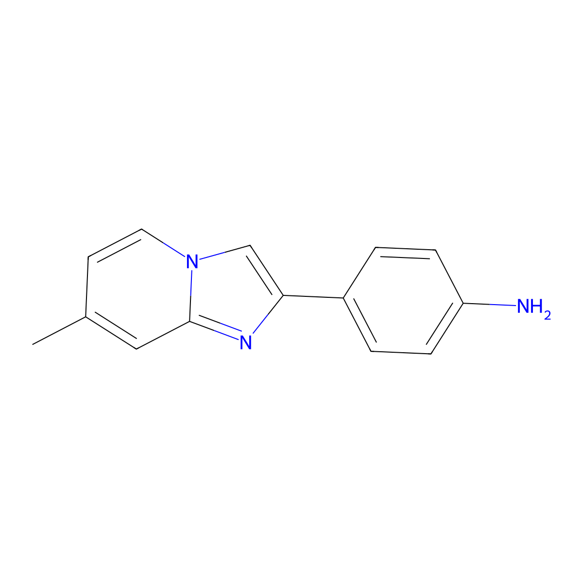 4-(7-Methylimidazo(1,2-a)pyridin-2-yl)aniline molecular structure, CAS 64730-34-3