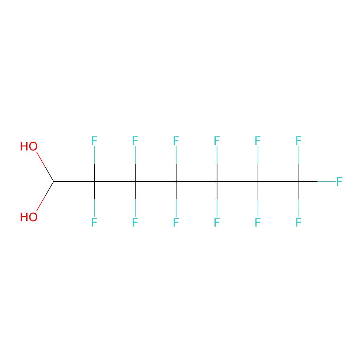 2,2,3,3,4,4,5,5,6,6,7,7,7-Tridecafluoro-1,1-heptanediol molecular structure, CAS 64739-16-8