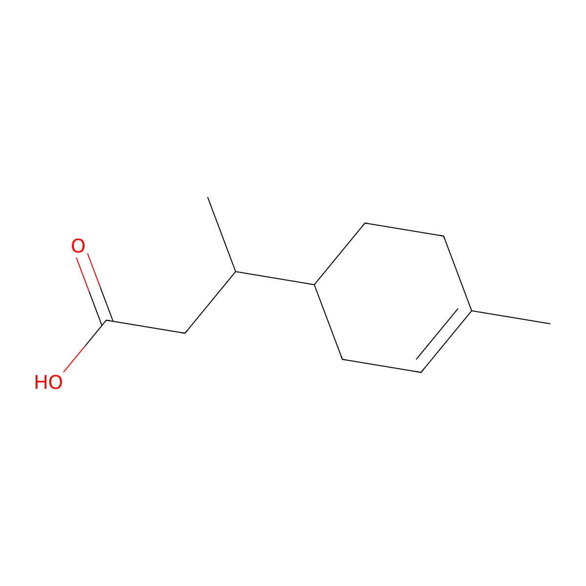 beta,4-Dimethylcyclohex-3-ene-1-propionic acid molecular structure, CAS 64740-38-1