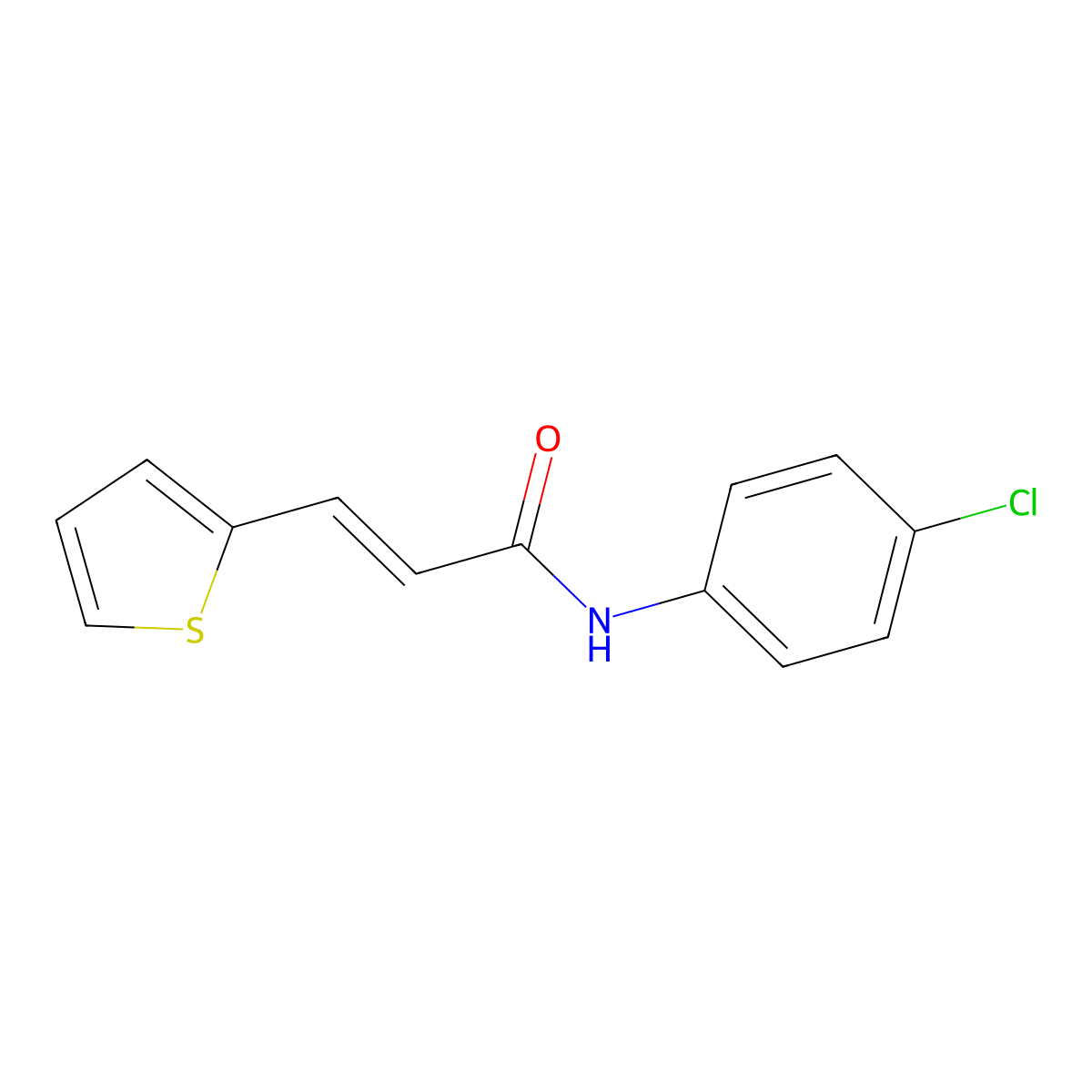 2-Propenamide, N-(4-chlorophenyl)-3-(2-thienyl)- molecular structure, CAS 64741-20-4