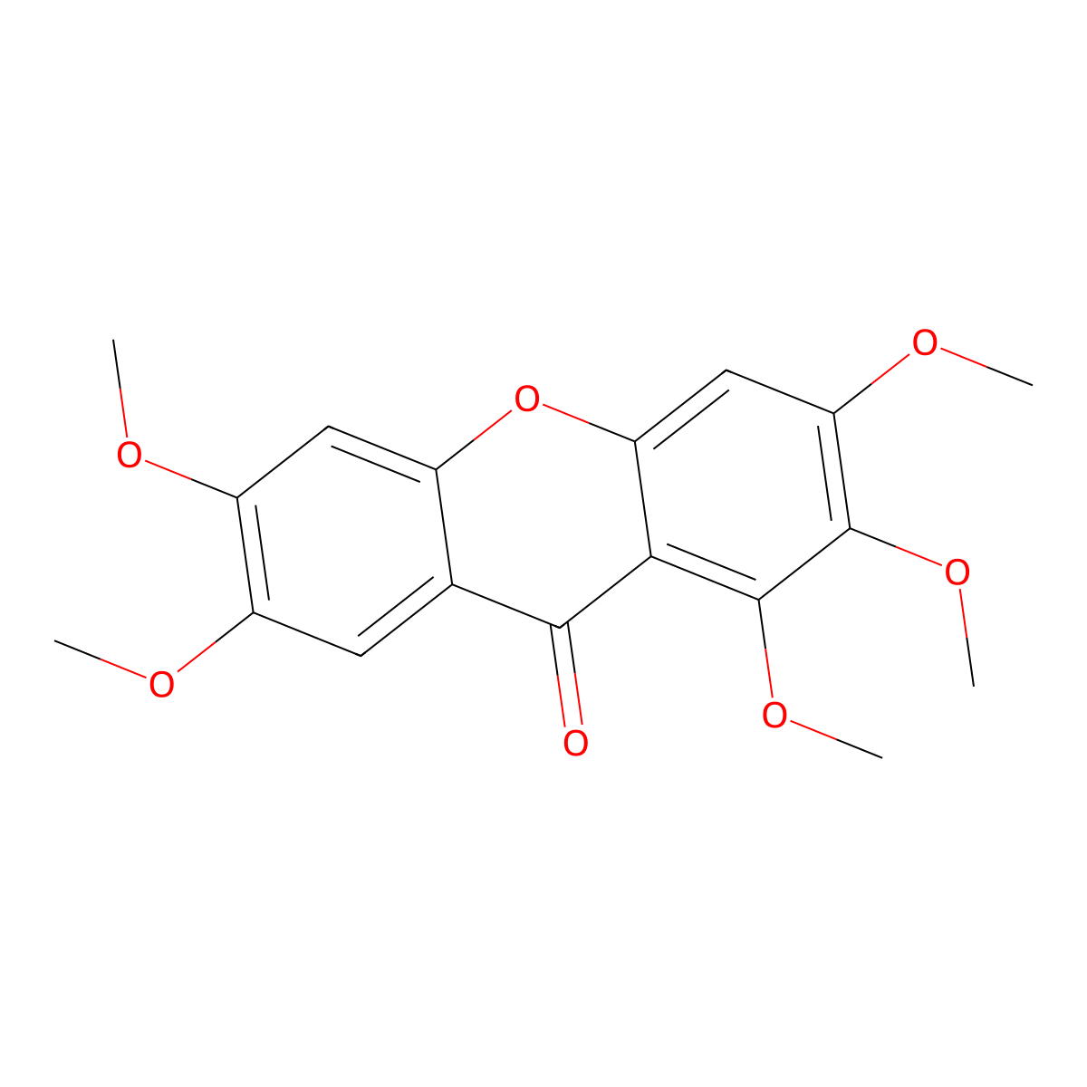 1,2,3,6,7-Pentamethoxyxanthone molecular structure, CAS 64756-86-1
