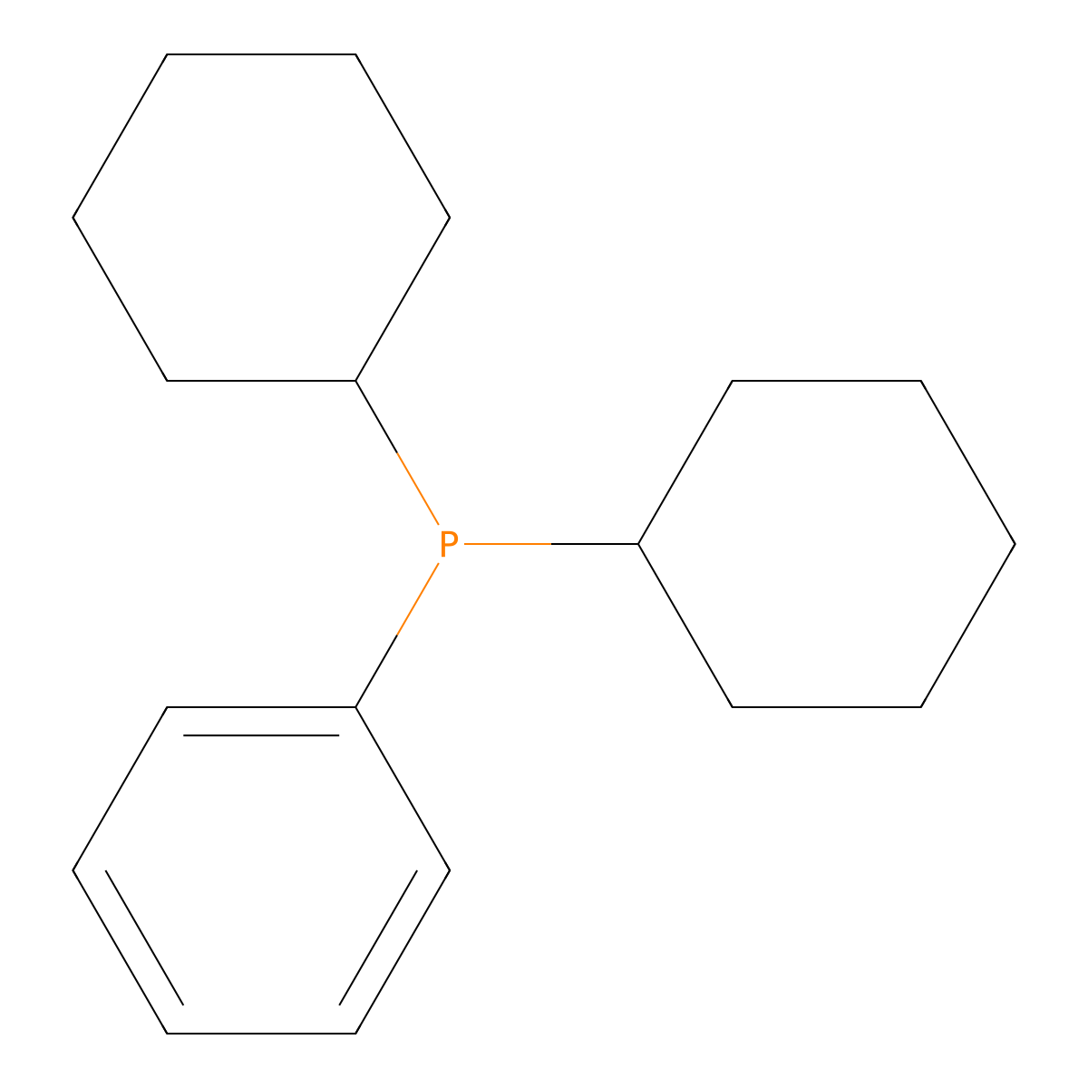 Dicyclohexylphenylphosphine molecular structure, CAS 6476-37-5
