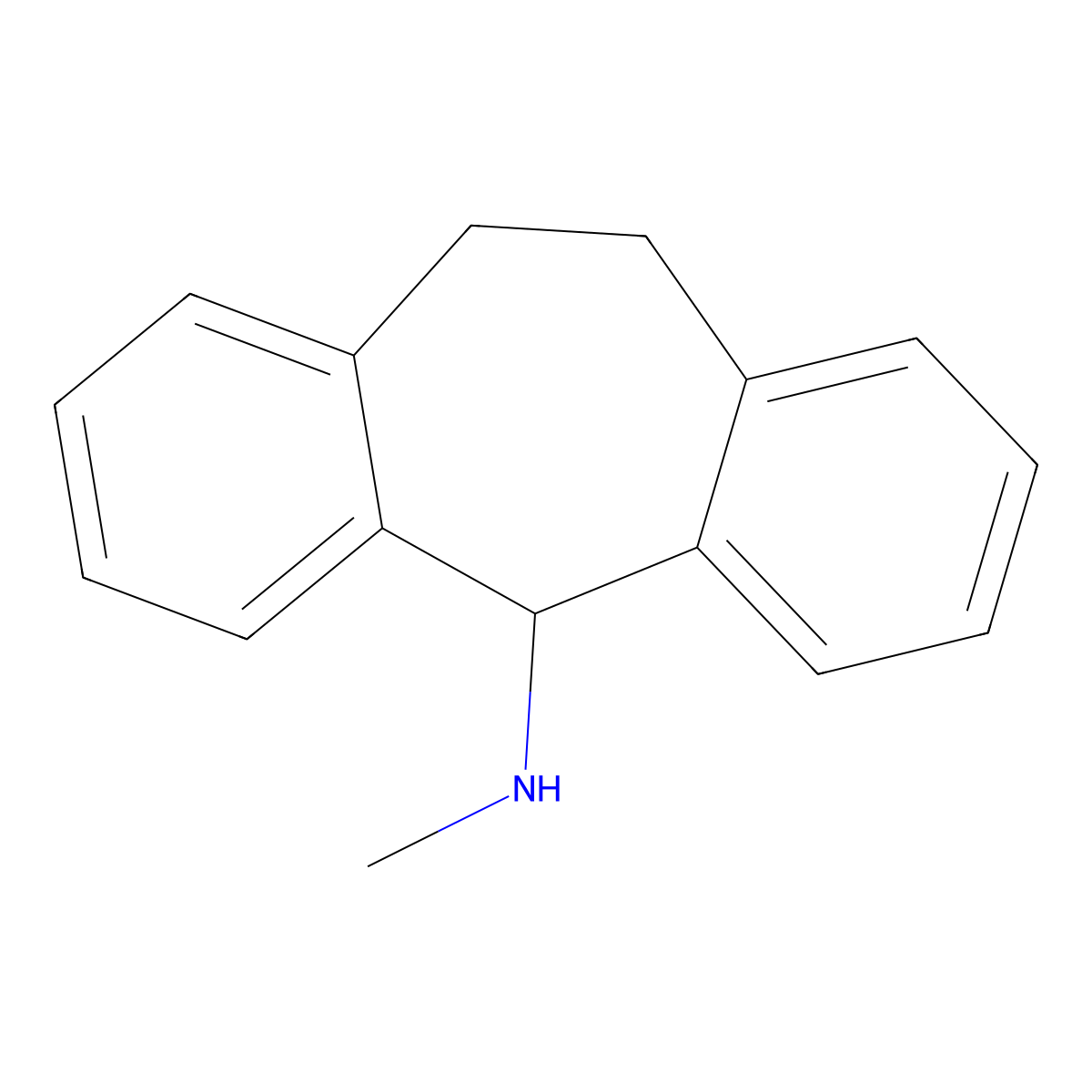 N-methyl-10,11-dihydro-5H-dibenzo[a,d]cyclohepten-5-amine molecular structure, CAS 6476-93-3