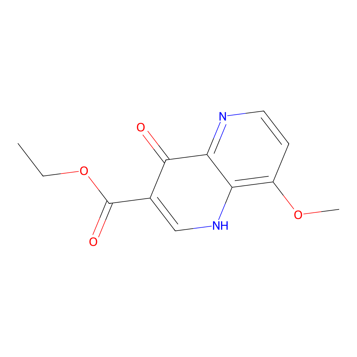 Ethyl 8-methoxy-4-oxo-1,4-dihydro-1,5-naphthyridine-3-carboxylate molecular structure, CAS 64761-20-2