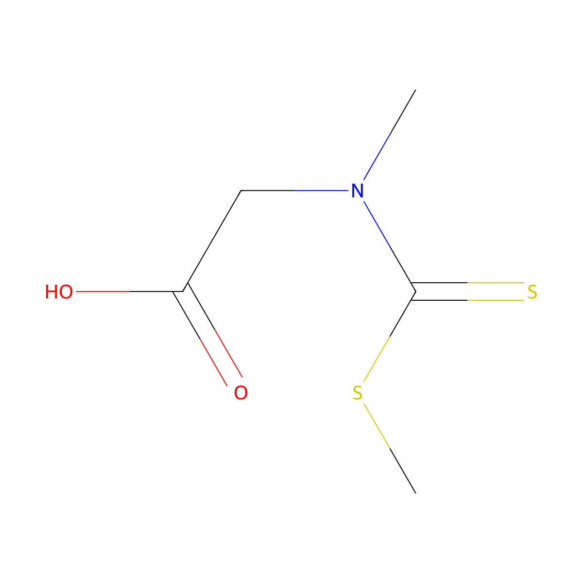N-Methyl-N-[(methylsulfanyl)carbonothioyl]glycine molecular structure, CAS 6477-65-2