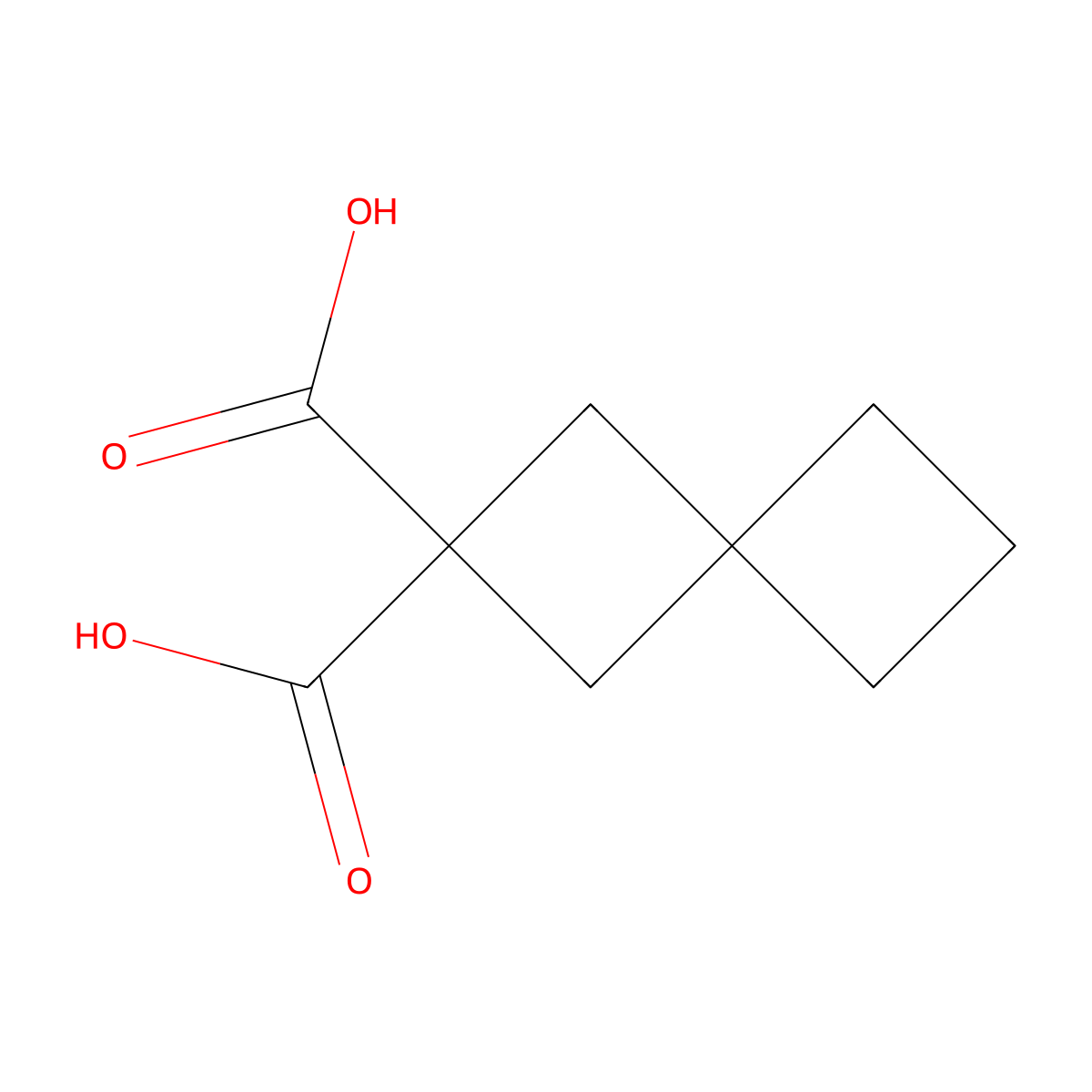 Spiro[3.3]heptane-2,2-dicarboxylic acid molecular structure, CAS 64775-97-9