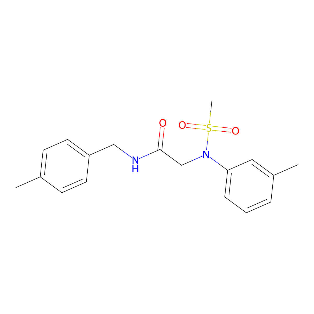 2-(3-methyl-N-methylsulfonylanilino)-N-[(4-methylphenyl)methyl]acetamide molecular structure, CAS 6478-06-4