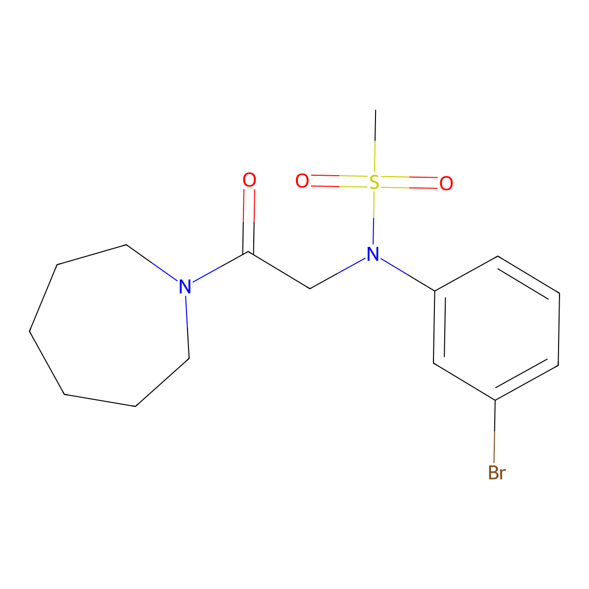 N-[2-(azepan-1-yl)-2-oxoethyl]-N-(3-bromophenyl)methanesulfonamide molecular structure, CAS 6478-15-5