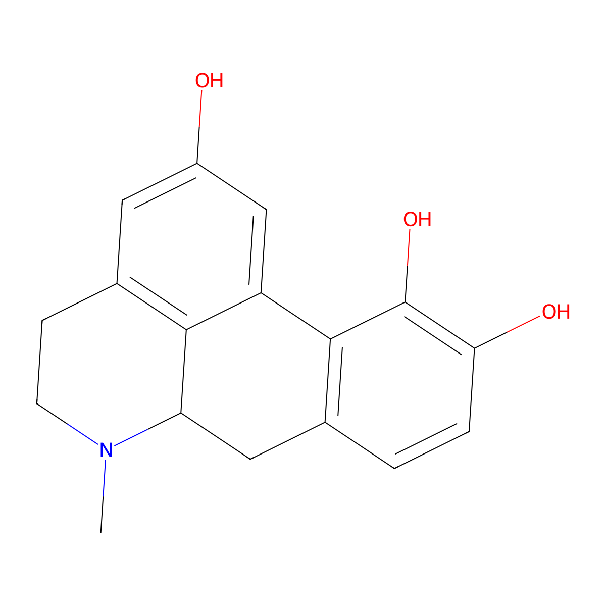 2-Hydroxyapomorphine molecular structure, CAS 64781-18-6