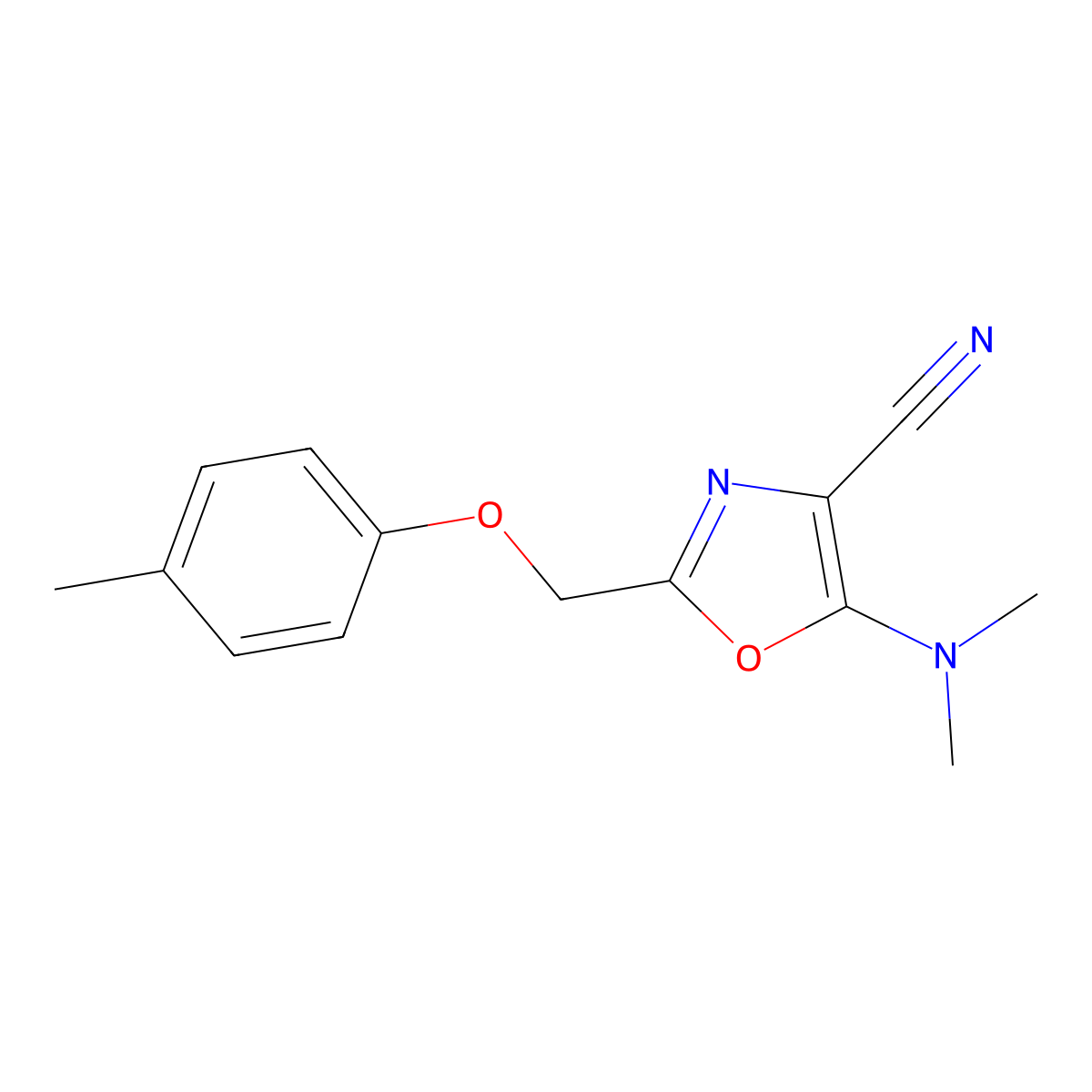 5-(Dimethylamino)-2-[(4-methylphenoxy)methyl]-1,3-oxazole-4-carbonitrile molecular structure, CAS 647821-64-5