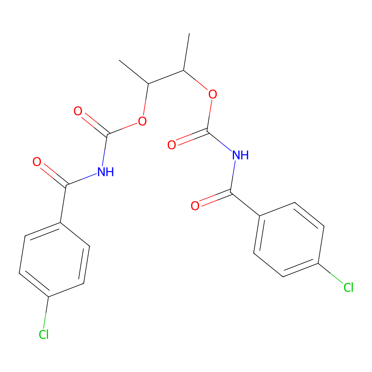 2-({[(4-Chlorobenzoyl)amino]carbonyl}oxy)-1-methylpropyl 4-chlorobenzoylcarbamate molecular structure, CAS 647822-34-2