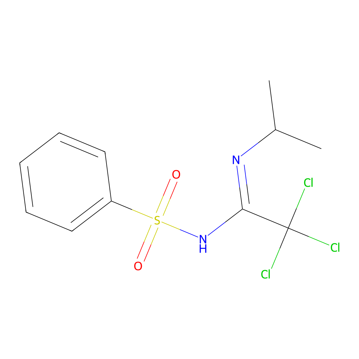 N-(benzenesulfonyl)-2,2,2-trichloro-N'-propan-2-ylethanimidamide molecular structure, CAS 647823-06-1