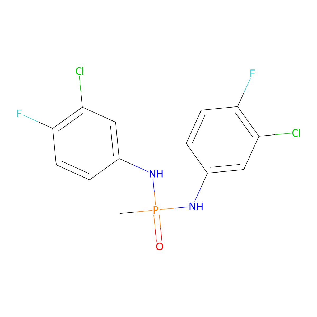 N,N'-di(3-chloro-4-fluorophenyl)methylphosphonic diamide molecular structure, CAS 647824-32-6