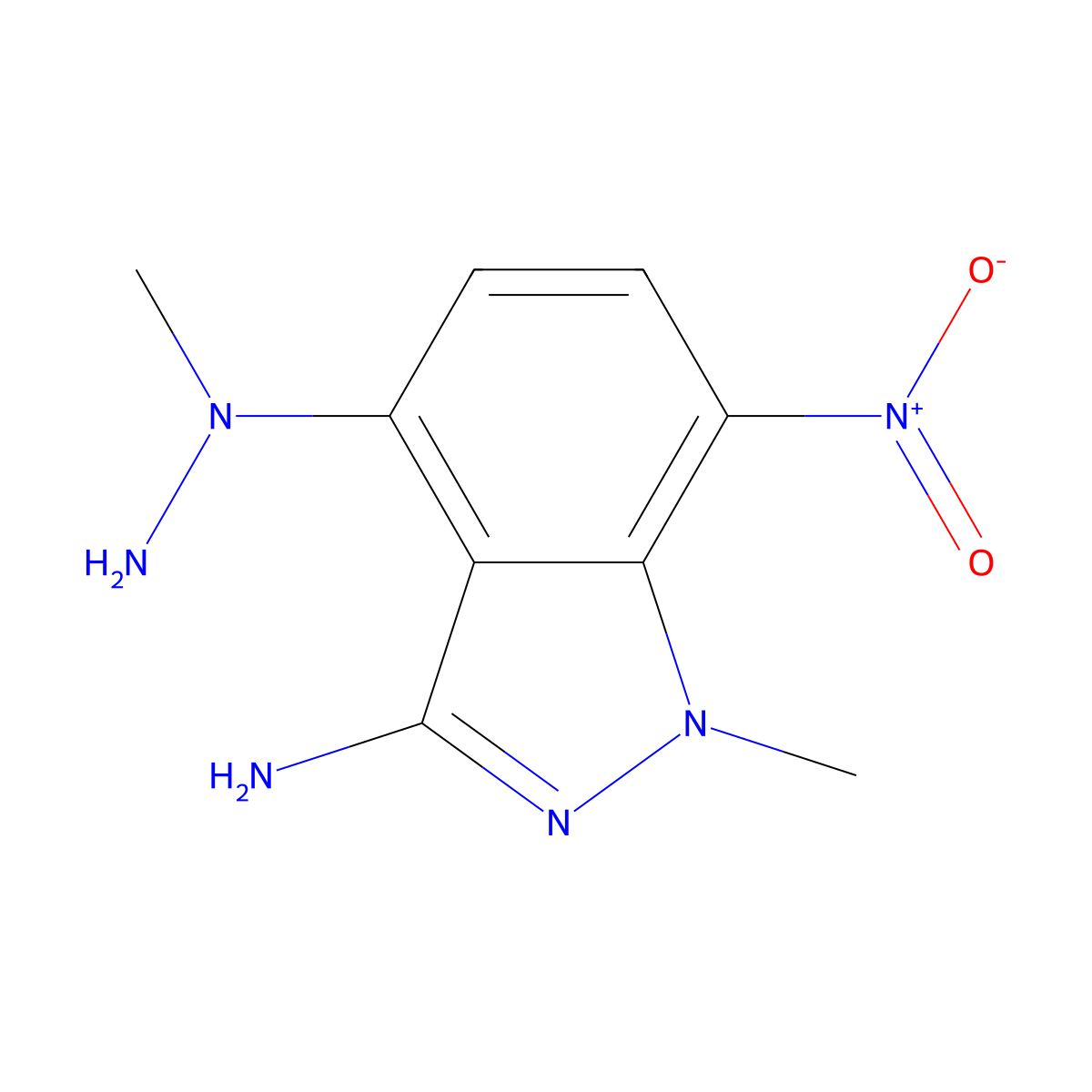 1-methyl-4-(1-methylhydrazino)-7-nitro-1H-indazol-3-amine molecular structure, CAS 647824-48-4
