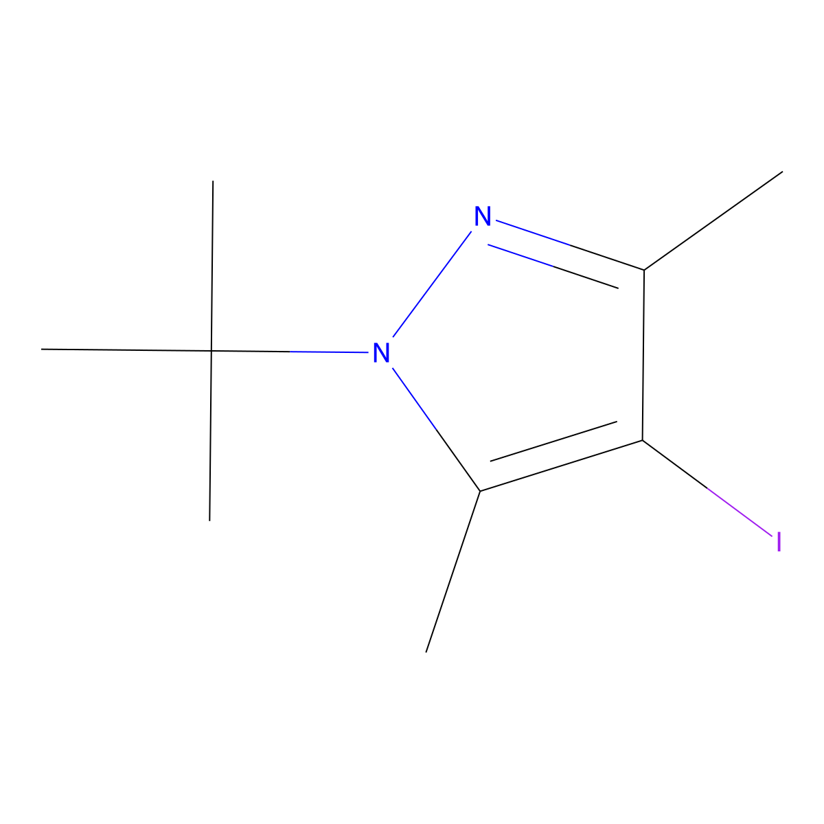 1-(tert-butyl)-4-iodo-3,5-dimethyl-1H-pyrazole molecular structure, CAS 647824-49-5