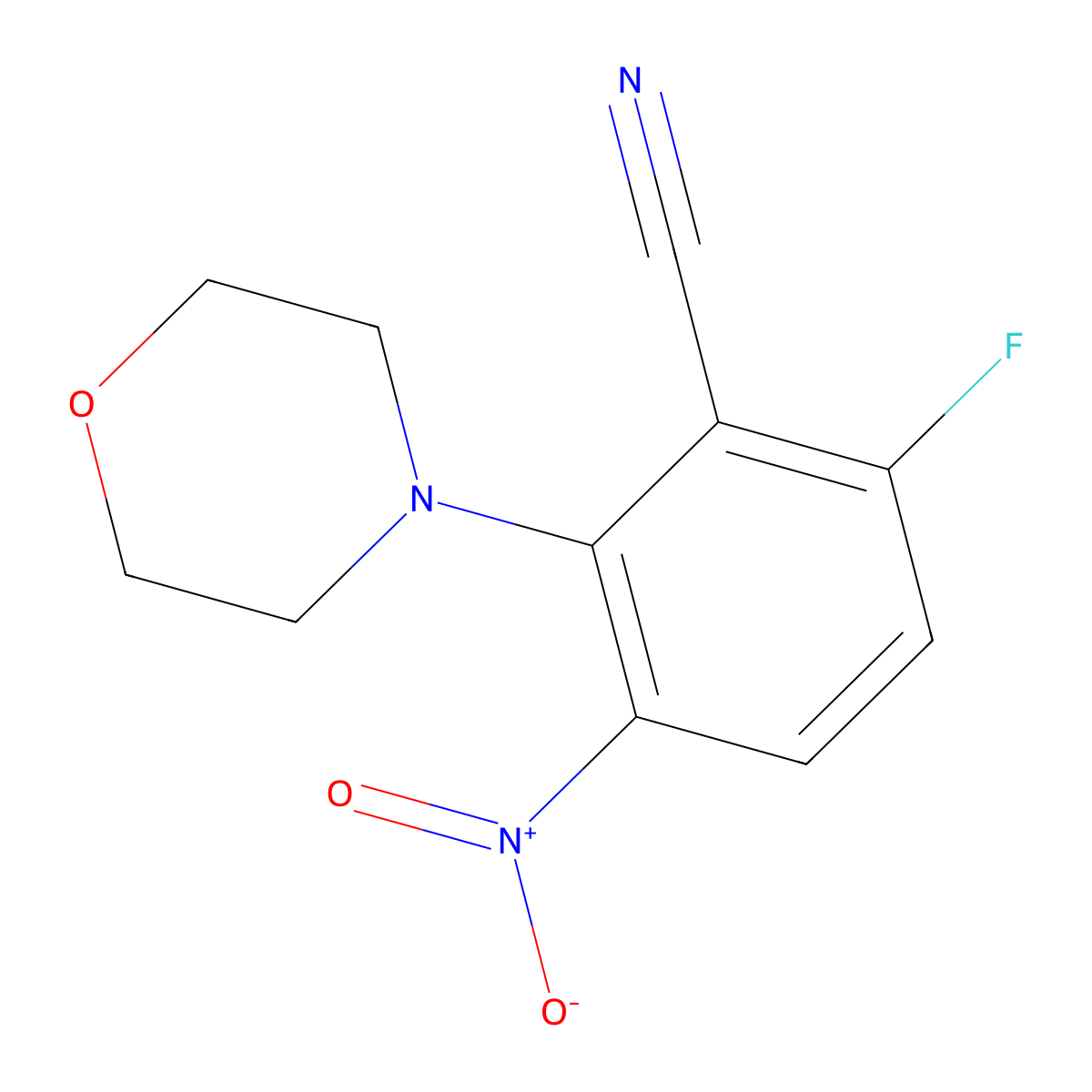 6-Fluoro-2-(morpholin-4-yl)-3-nitrobenzonitrile molecular structure, CAS 647824-50-8